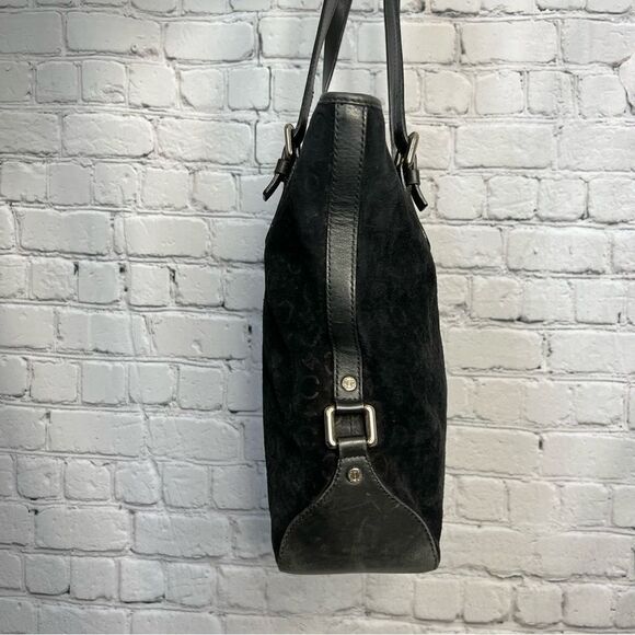 Vintage Celine black suede leather jacquard monogram tote bag - Picture 4 of 16